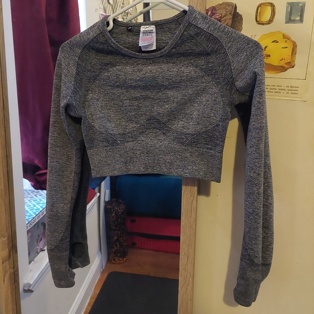 Grey Gymshark crop long sleeves active top small